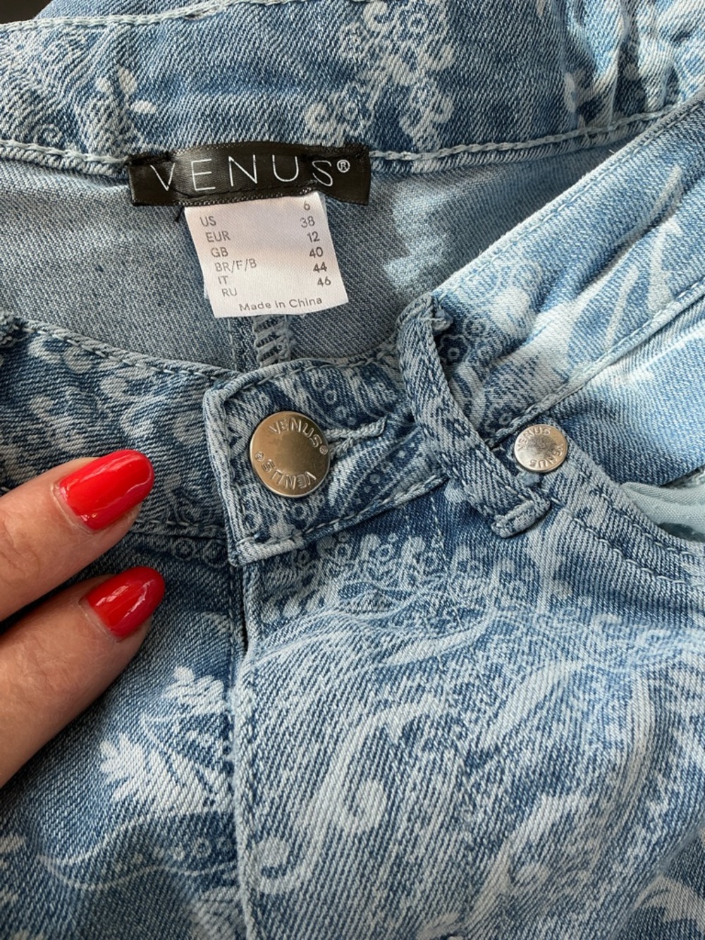 VENUS Blue Floral Flare Jeans - Picture 6 of 10